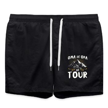 Oma und Opa auf Tour Camper Camping Wohnmobil - Badeshorts - Schwarz - Vorne - AI Model Male 185 light (185cm)