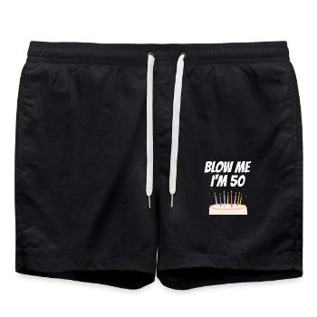 BLOW ME I'm 50th birthday - Swim Trunks - black - Front - AI Model Male 185 light (185cm)