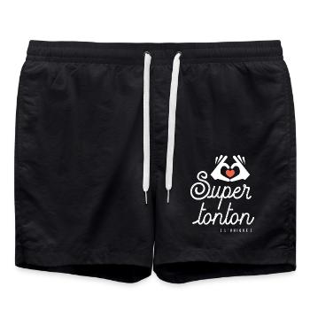 SUPER TONTON cadeau noel anniversaire fêtes - Short de bain - noir - Devant - AI Model Male 185 light (185cm)