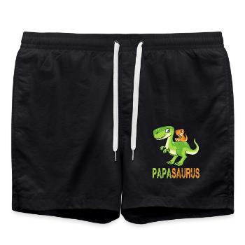 Papasaurus Long Neck Son Papa Dinosaure Fête des Pères - Short de bain - noir - Devant - AI Model Male 185 light (185cm)