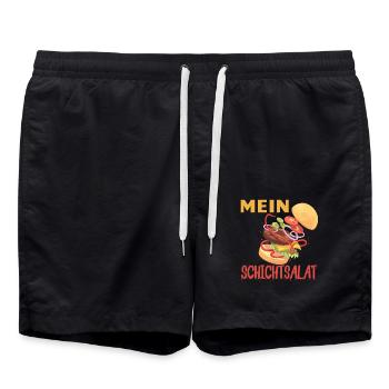Burger, Burger hamburger, Burger Burger fleisch - Badeshorts - Schwarz - Vorne - AI Model Male 185 light (185cm)