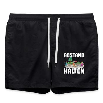 Abstand Halten Oma Hunde Gassi Sicherheitsabstand - Badeshorts - Schwarz - Vorne - AI Model Male 185 light (185cm)