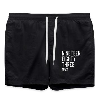 Birthday vintage Legendary since 1983 gift - Swim Trunks - black - Front - AI Model Male 185 light (185cm)