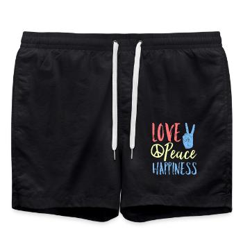 Amour paix bonheur - Short de bain - noir - Devant - AI Model Male 185 light (185cm)