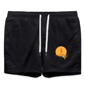 Stand up paddle SUP coucher de soleil - Short de bain - noir - Devant - AI Model Male 185 light (185cm)