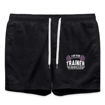 Dein Trainer: Keine Ausreden, nur Ergebnisse - Badeshorts - Schwarz - Vorne - AI Model Male 185 light (185cm)