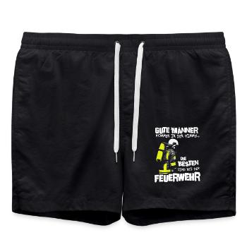 Stolzer Held bei der Feuerwehr – Helden im Einsatz - Badeshorts - Schwarz - Vorne - AI Model Male 185 light (185cm)