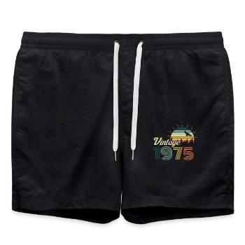 Vintage 1975 Birthday Retro Vintage 75 Gift - Swim Trunks - black - Front - AI Model Male 185 light (185cm)