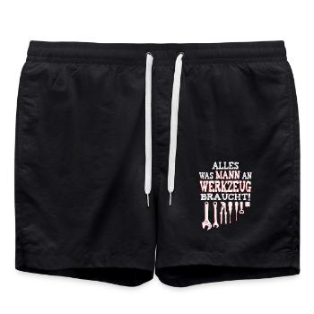 Männer Werkzeug - Badeshorts - Schwarz - Vorne - AI Model Male 185 light (185cm)