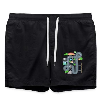 Car Play Mat Shirt für Papa - Badeshorts - Schwarz - Vorne - AI Model Male 185 light (185cm)