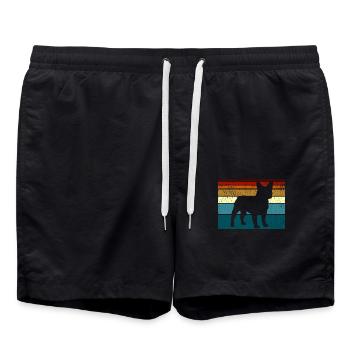 Retro Französische Bulldogge Frenchie Hund - Badeshorts - Schwarz - Vorne - AI Model Male 185 light (185cm)