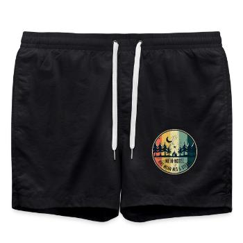 My Hotel Has More Than 5 Star Camping Camping - Swim Trunks - black - Front - AI Model Male 185 light (185cm)