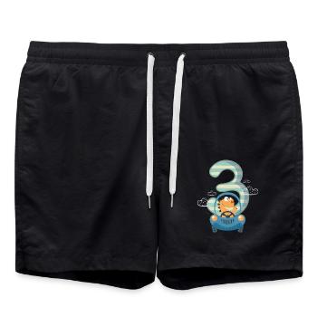 3ème cadeau d'anniversaire dinosaure dinosaure garçon - Short de bain - noir - Devant - AI Model Male 185 light (185cm)