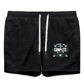 40th Birthday Gamer Level Complete 40 - Swim Trunks - black - Front - AI Model Male 185 light (185cm)
