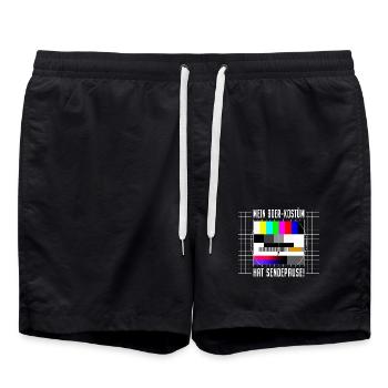 90er Jahre Kostüm Sendepause Testbild 90s Party - Badeshorts - Schwarz - Vorne - AI Model Male 185 light (185cm)