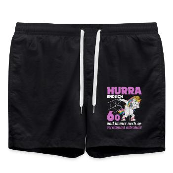 60. Geburtstag Geschenk Idee 60 Jahre - Badeshorts - Schwarz - Vorne - AI Model Male 185 light (185cm)