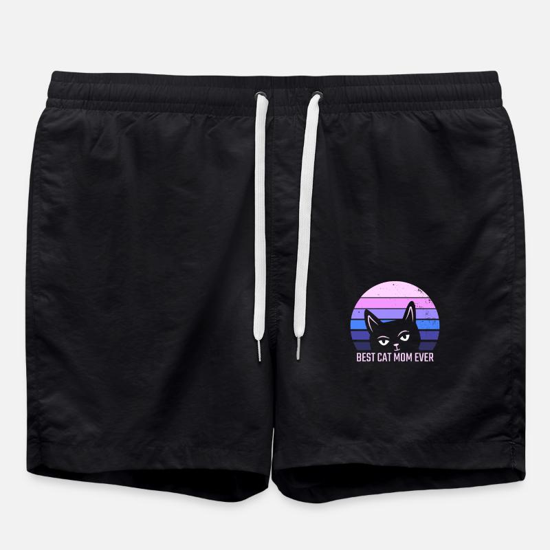 Best Cat Mom - Swim Trunks - black