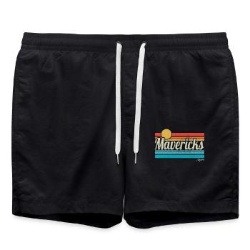 Surfeur de surf rétro de Mavericks Beach en Californie - Short de bain - noir - Devant - AI Model Male 185 light (185cm)