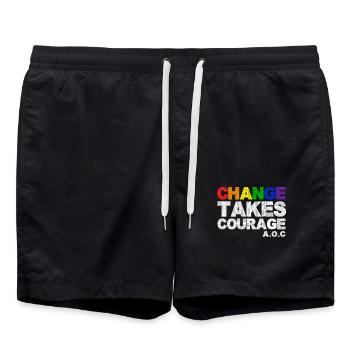Politics saying - Swim Trunks - black - Front - AI Model Male 185 light (185cm)
