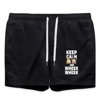 Keep Calm And Wheek Wheek Propriétaires de cobayes - Short de bain - noir - Devant - AI Model Male 185 light (185cm)
