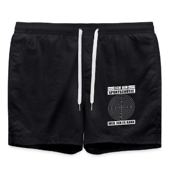 Ich bin Sportschütze | Geschenk Schütze - Badeshorts - Schwarz - Vorne - AI Model Male 185 light (185cm)