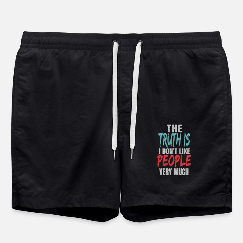 I hate people - Swim Trunks - black