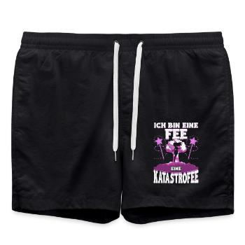 Katastrofee – Chaos mit Feenstaub und Charme - Badeshorts - Schwarz - Vorne - AI Model Male 185 light (185cm)
