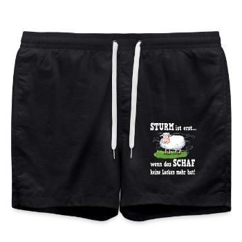 Schafe für einen Ostsee und Nordsee Urlauber - Badeshorts - Schwarz - Vorne - AI Model Male 185 light (185cm)
