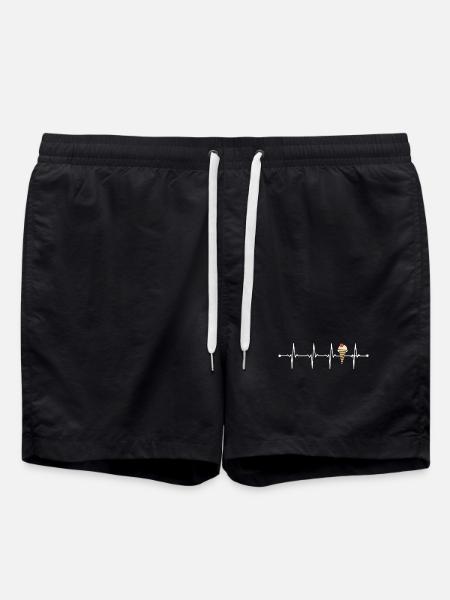 Eis Eiskrem Herzschlag Puls Eiscreme Geschenkidee - Badeshorts - Schwarz