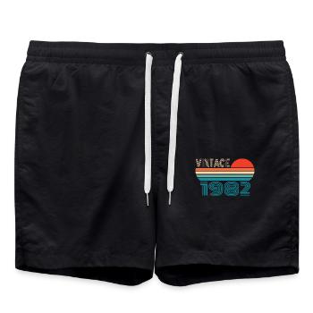 Vintage 1982 anniversaire cadeau vintage rétro - Short de bain - noir - Devant - AI Model Male 185 light (185cm)