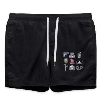 Police Collection Kids Policeman Cop Gift - Swim Trunks - black - Front - AI Model Male 185 light (185cm)