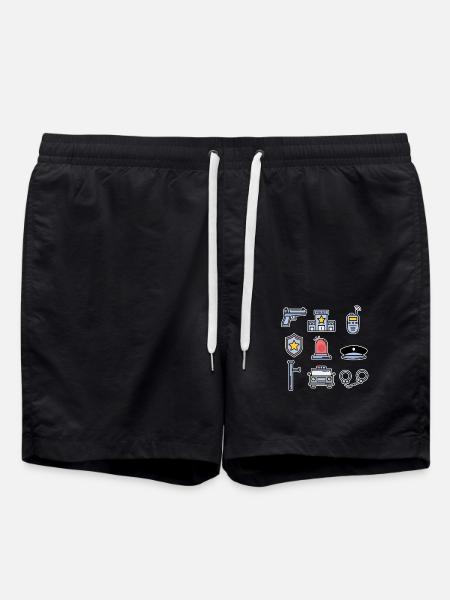 Police Collection Kids Policeman Cop Gift - Swim Trunks - black