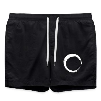 Circle line icon white - Swim Trunks - black - Front - AI Model Male 185 light (185cm)