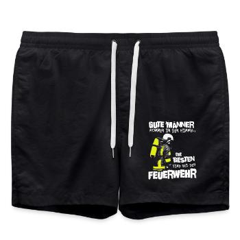 Die besten Männer sind bei der Feuerwehr - Badeshorts - Schwarz - Vorne - AI Model Male 185 light (185cm)