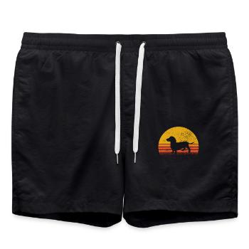 Teckel Rétro Chien Amant Chien Teckel Cadeau - Short de bain - noir - Devant - AI Model Male 185 light (185cm)