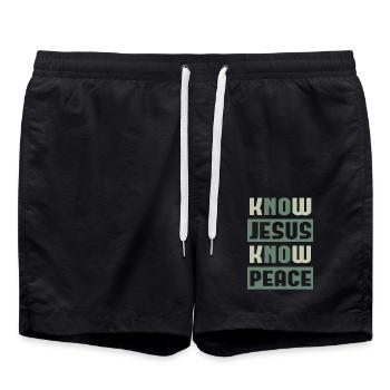 Savoir jésus église dieu chrétien cadeau - Short de bain - noir - Devant - AI Model Male 185 light (185cm)
