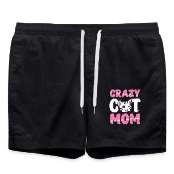 Chat fou maman chat chats maman cadeau - Short de bain - noir - Devant - AI Model Male 185 light (185cm)