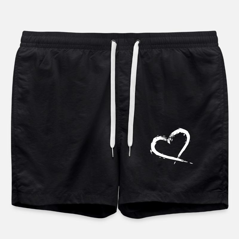 heart - Swim Trunks - black