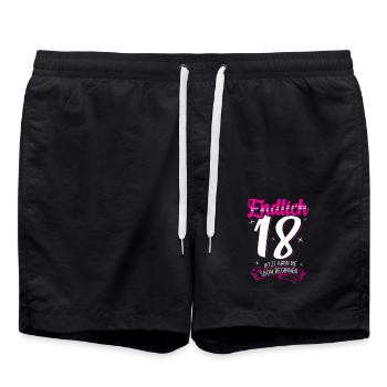 Endlich 18 Geburtstag Geschenk Mädchen - Badeshorts - Schwarz - Vorne - AI Model Male 185 light (185cm)