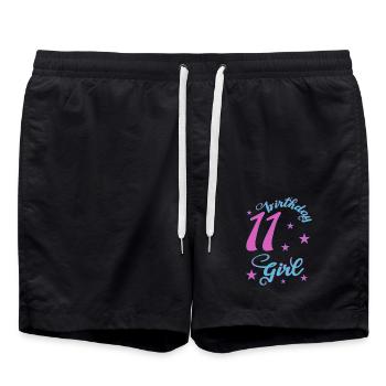 11e anniversaire fille anniversaire fille - Short de bain - noir - Devant - AI Model Male 185 light (185cm)
