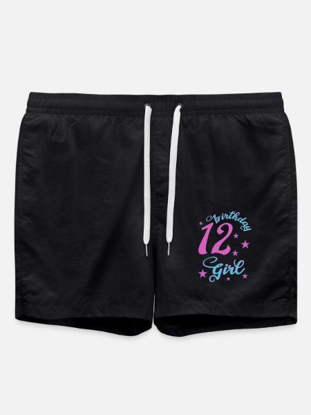 12th birthday girl birthday girl - Swim Trunks - black