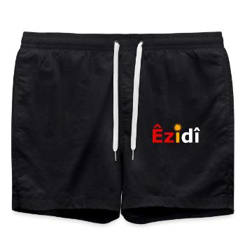 Ezidi mit yezidi Flagge - Badeshorts - Schwarz - Vorne - AI Model Male 185 light (185cm)