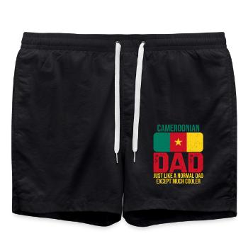 Drapeau camerounais du Père Cameroun pour la fête des pères - Short de bain - noir - Devant - AI Model Male 185 light (185cm)