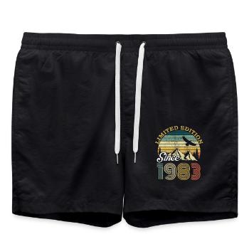 Vintage 1983 anniversaire rétro vintage cadeau - Short de bain - noir - Devant - AI Model Male 185 light (185cm)