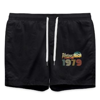 Vintage 1979 birthday retro vintage gift - Swim Trunks - black - Front - AI Model Male 185 light (185cm)