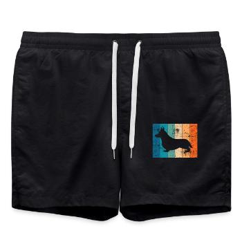Corgi Retro Welsh Corgi Pembroke Dog Gift - Swim Trunks - black - Front - AI Model Male 185 light (185cm)