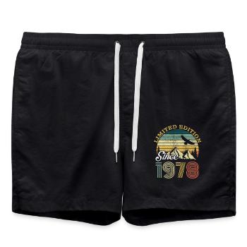Vintage 1978 birthday retro vintage gift - Swim Trunks - black - Front - AI Model Male 185 light (185cm)