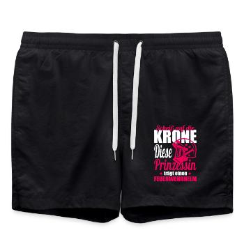 Feuerwehr freiwillige Feuerwehr Feuerwehrmann Frau - Badeshorts - Schwarz - Vorne - AI Model Male 185 light (185cm)