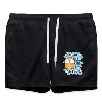 Hamster I'll Be With My Hamster - Swim Trunks - black - Front - AI Model Male 185 light (185cm)
