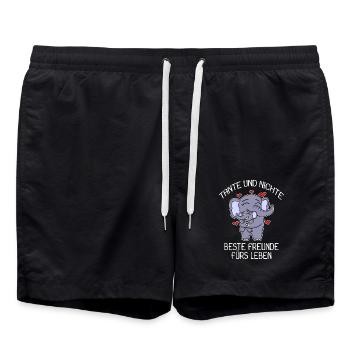 Tante und Nichte Bindung Beste Freunde Elefanten - Badeshorts - Schwarz - Vorne - AI Model Male 185 light (185cm)